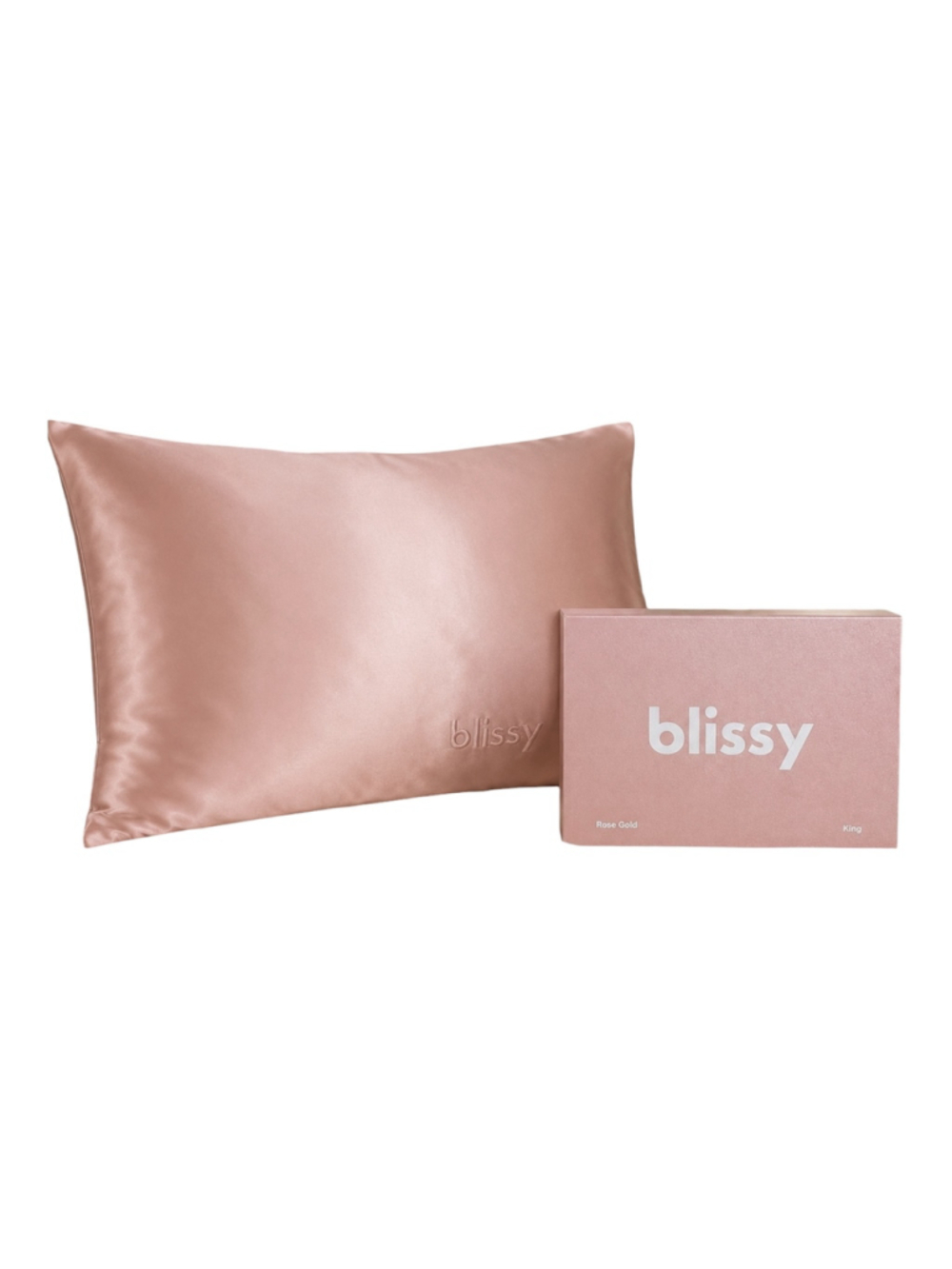 Blissy Rose Gold King 100% Mulberry Silk Pillowcase New in Box